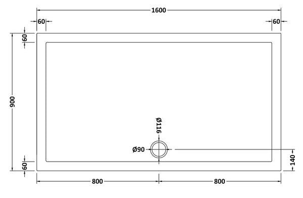 NUIE Slip Resistant Rectangular Shower Tray 1600 x 900mm