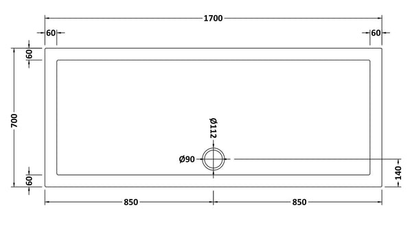 NUIE Slip Resistant Rectangular Shower Tray 1700 x 700mm