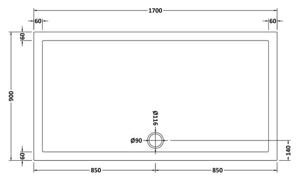 NUIE Slip Resistant Rectangular Shower Tray 1700 x 900mm