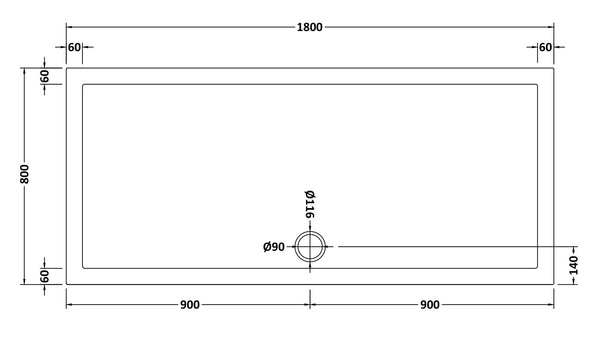 NUIE Slip Resistant Rectangular Shower Tray 1800 x 800mm