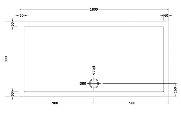 NUIE Slip Resistant Rectangular Shower Tray 1800 x 900mm