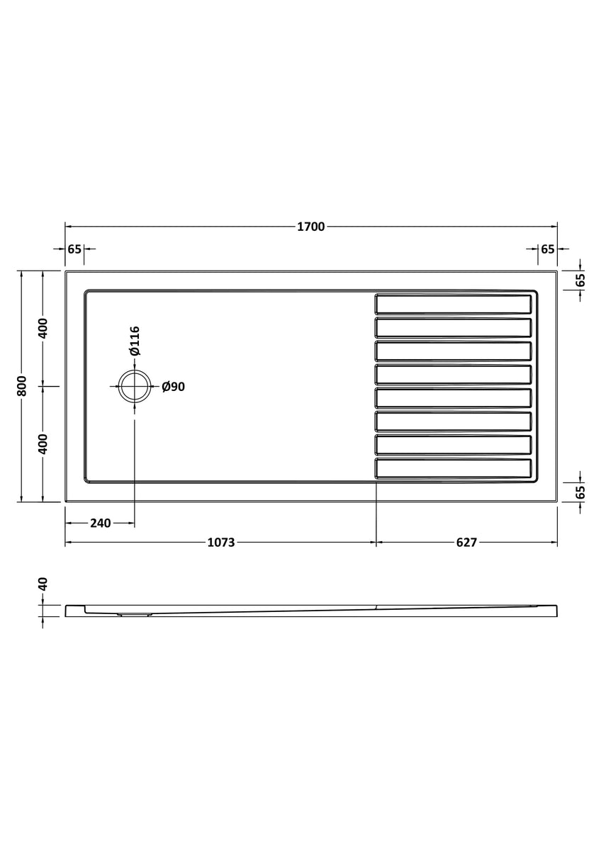 NUIE Slip Resistant Rectangular Walk-In Shower Tray 1700 x 800mm – The ...