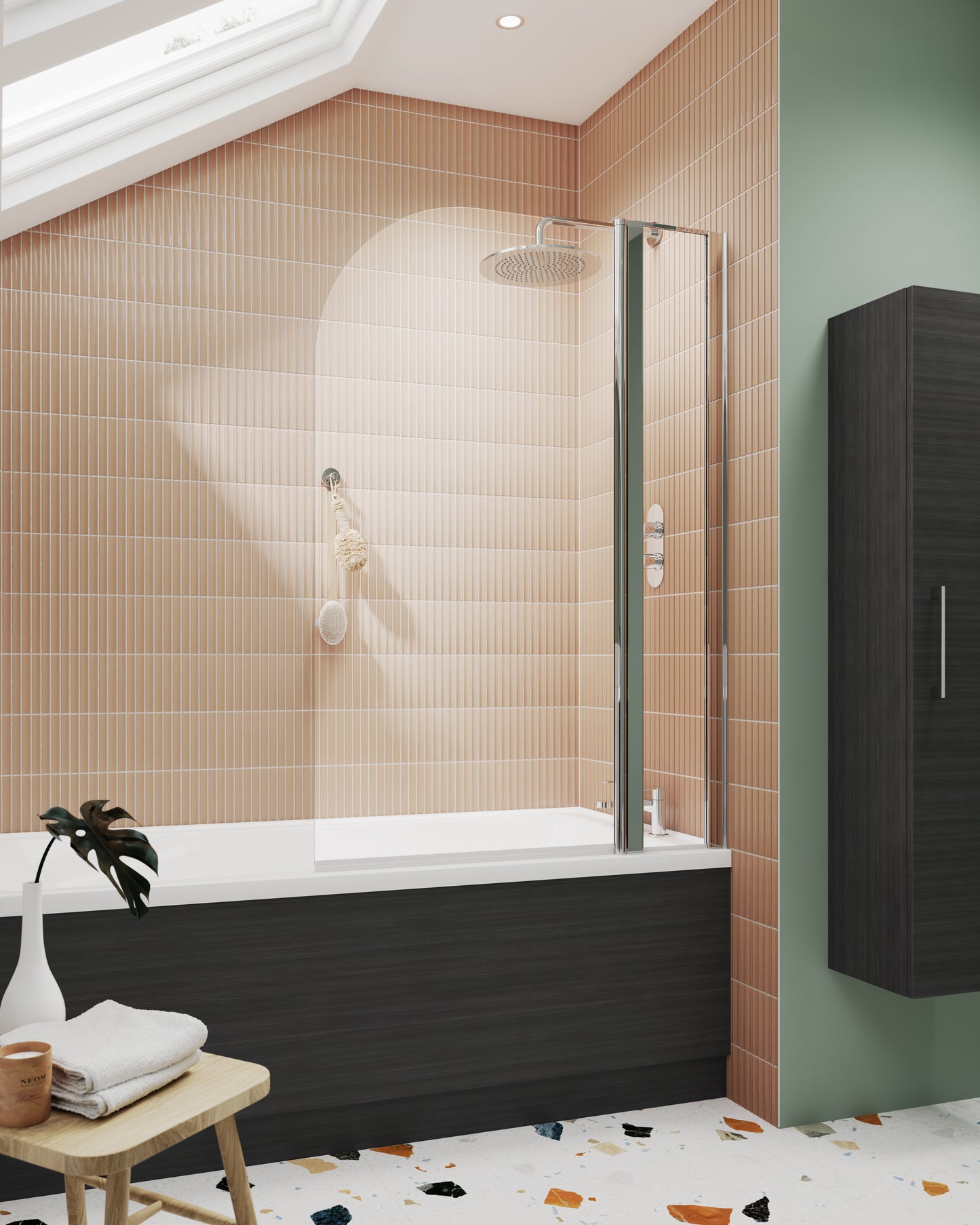 NUIE Round Bath Screen With Fixed Panel