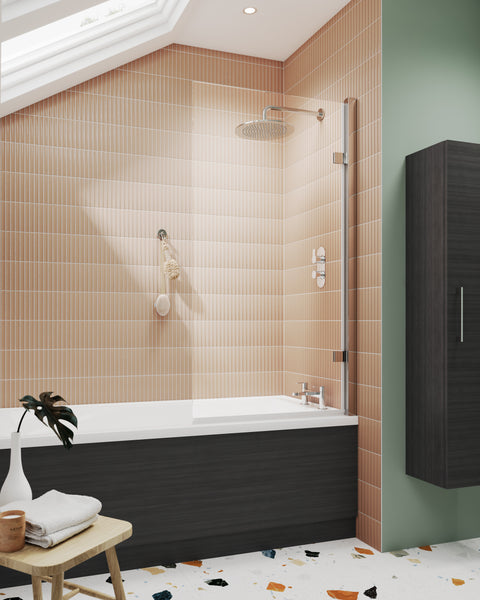 Hudson Reed Square Hinged Bath Screen - 8mm