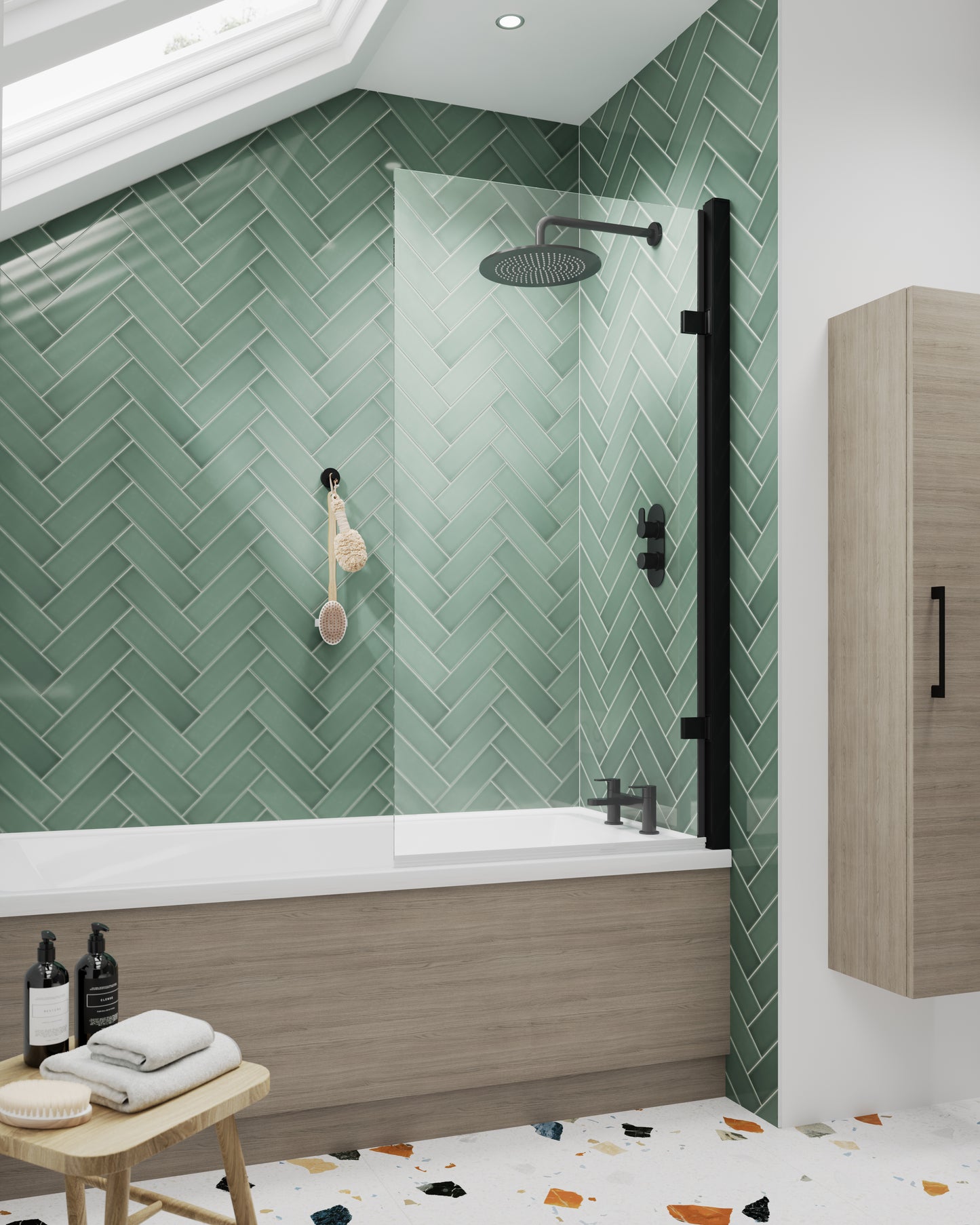 NUIE Square Hinged Bath Screen - 8mm