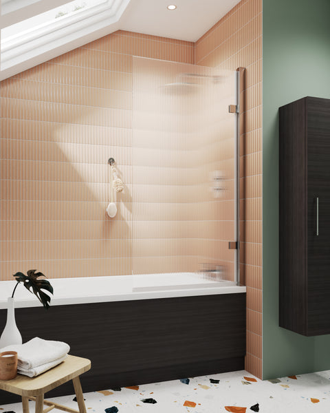 NUIE Square Hinged Fluted Bath Screen - 8mm