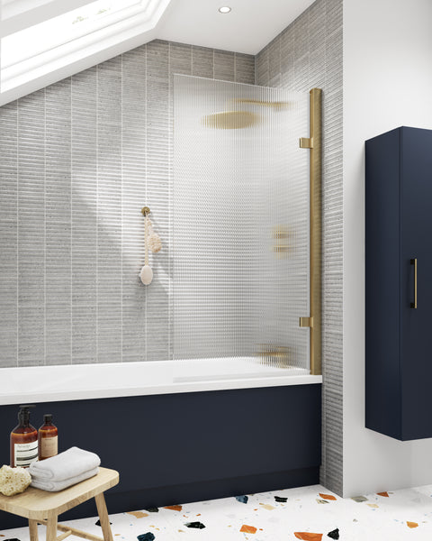NUIE Square Hinged Fluted Bath Screen - 8mm