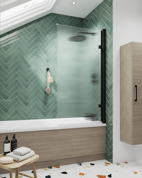 NUIE Square Hinged Fluted Bath Screen - 8mm