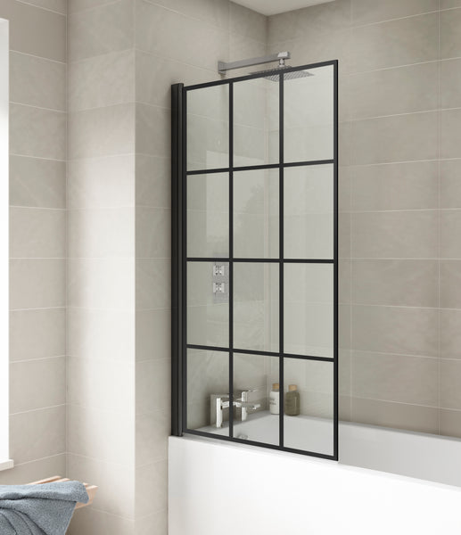 NUIE Square Black Framed Bath Screen