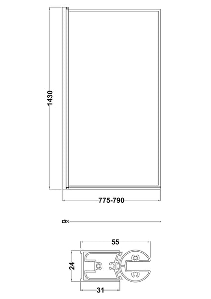 NUIE Outer Framed Bath Screen
