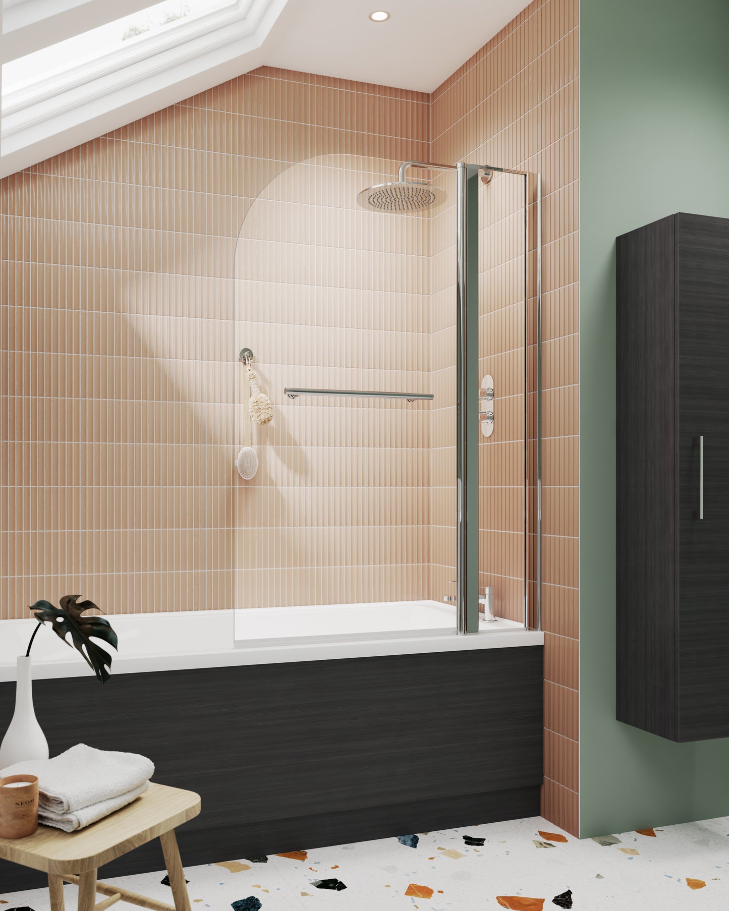 NUIE Round Bath Screen Fixed Panel & Rail