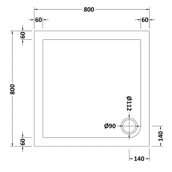NUIE Square Shower Tray 800 x 800mm