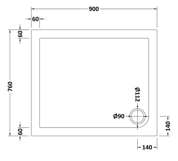 NUIE Rectangular Shower Tray 900 x 760mm