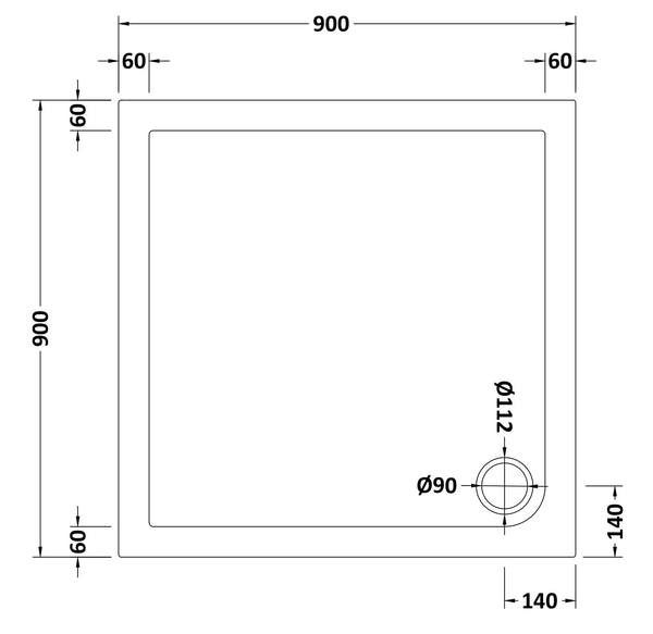 NUIE Square Shower Tray 900 x 900mm