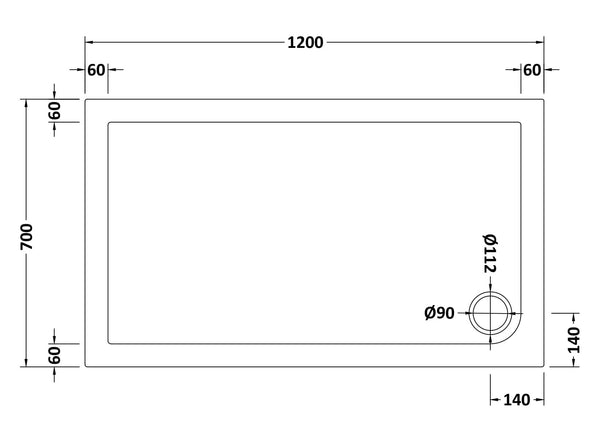 NUIE Rectangular Shower Tray 1200 x 700mm