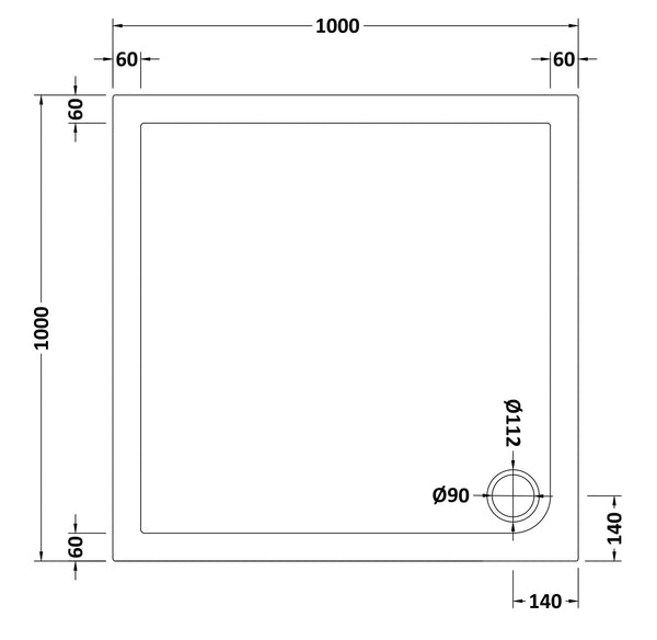 NUIE Square Shower Tray 1000 x 1000mm