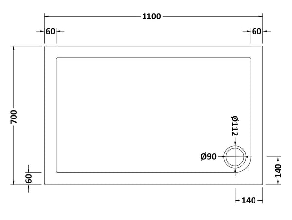 NUIE Rectangular Shower Tray 1100 x 700mm