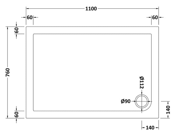 NUIE Rectangular Shower Tray 1100 x 760mm
