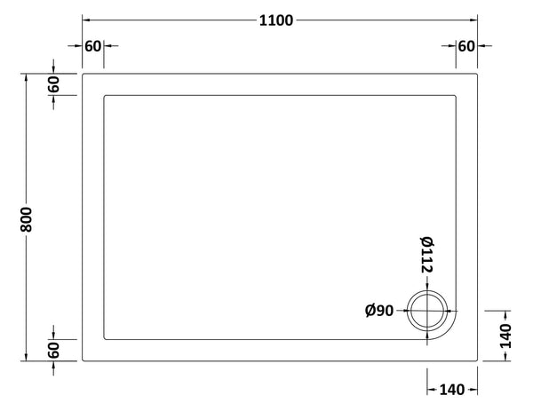 NUIE Rectangular Shower Tray 1100 x 800mm