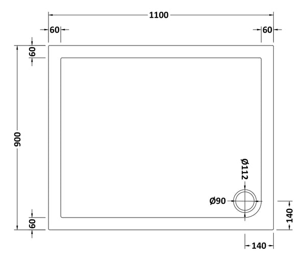 NUIE Rectangular Shower Tray 1100 x 900mm