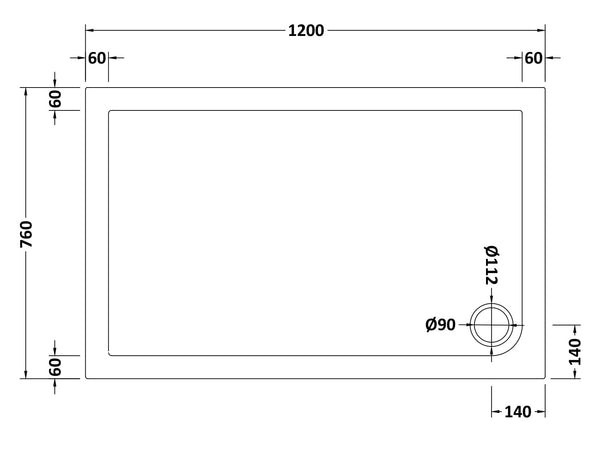 NUIE Rectangular Shower Tray 1200 x 760mm
