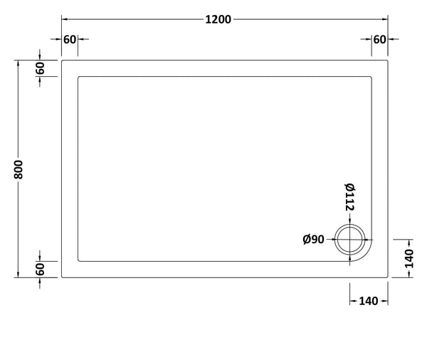 NUIE Rectangular Shower Tray 1200 x 800mm