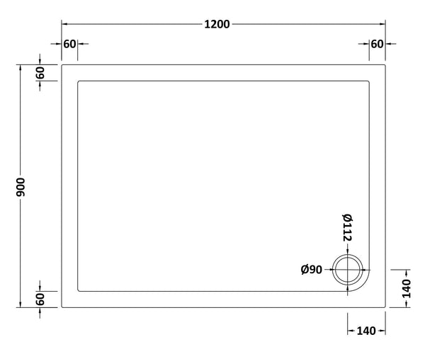 NUIE Rectangular Shower Tray 1200 x 900mm