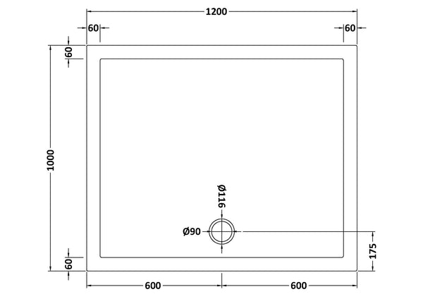 NUIE Rectangular shower tray 1200 x 1000mm