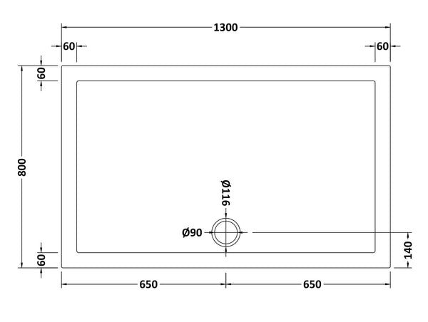 NUIE Rectangular Shower Tray 1300 x 800mm