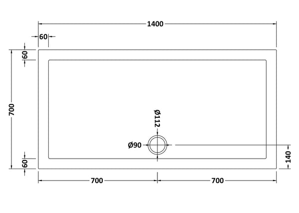 NUIE Rectangular Shower Tray 1400 x 700mm