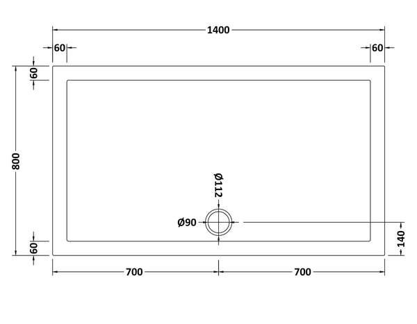 NUIE Rectangular Shower Tray 1400 x 800mm