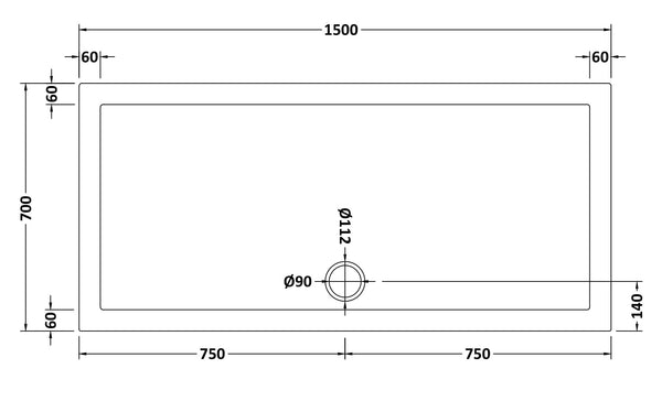 NUIE Rectangular Shower Tray 1500 x 700mm