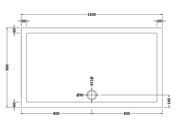 NUIE Rectangular Shower Tray 1600 x 900mm