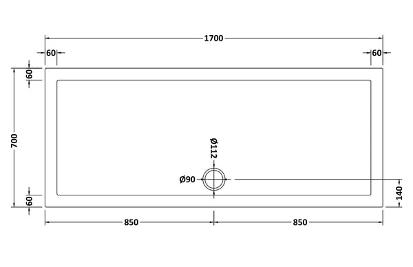 NUIE Rectangular Shower Tray 1700 x 700mm