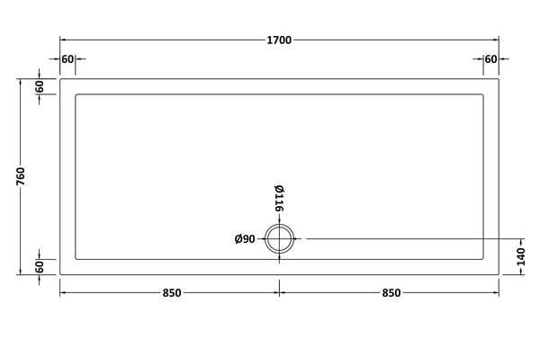 NUIE Rectangular Shower Tray 1700 x 760mm