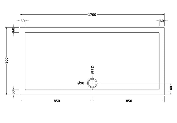 NUIE Rectangular Shower Tray 1700 x 800mm