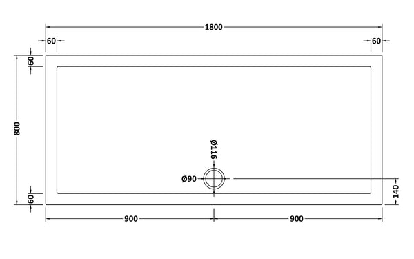 NUIE Rectangular Shower Tray 1800 x 800mm