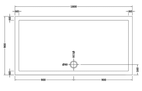 NUIE Rectangular Shower Tray 1800 x 900mm