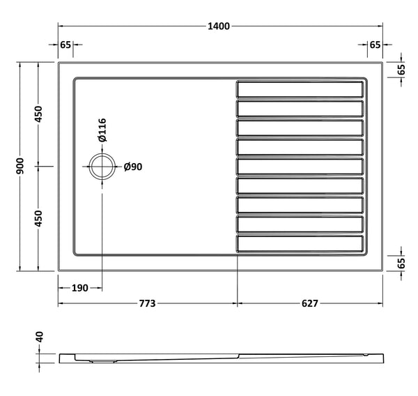 NUIE Rectangular Walk-In Shower Tray 1400 x 900