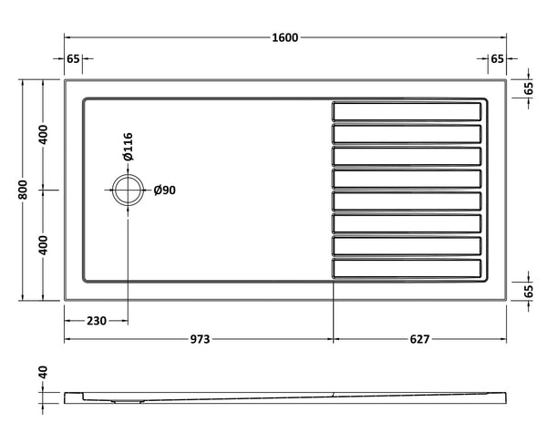 NUIE Rectangular Walk-In Shower Tray 1600 x 800