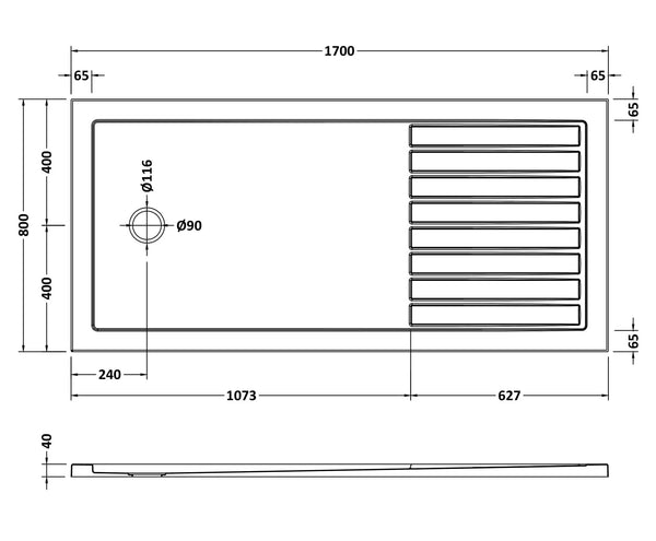 NUIE Rectangular Walk-In Shower Tray 1700 x 800