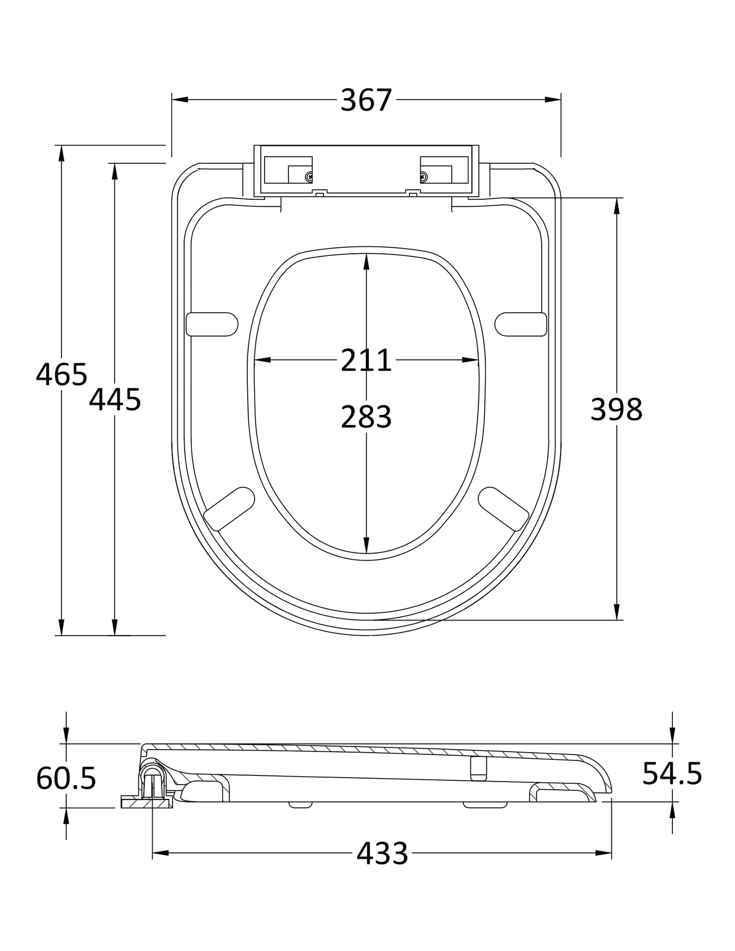 NUIE D Shaped Soft Close Toilet Seat