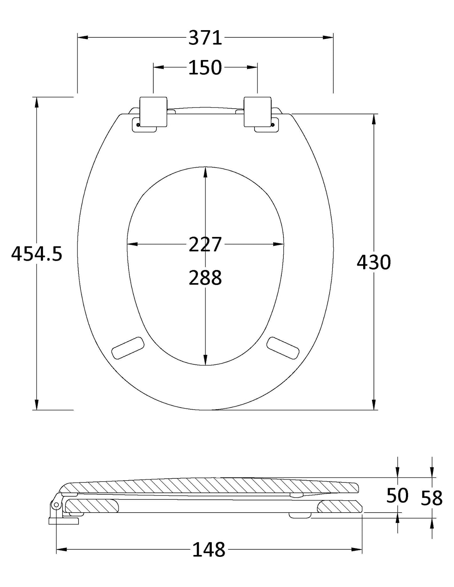 Hudson Reed Traditional Toilet Seat Chrome Hinges
