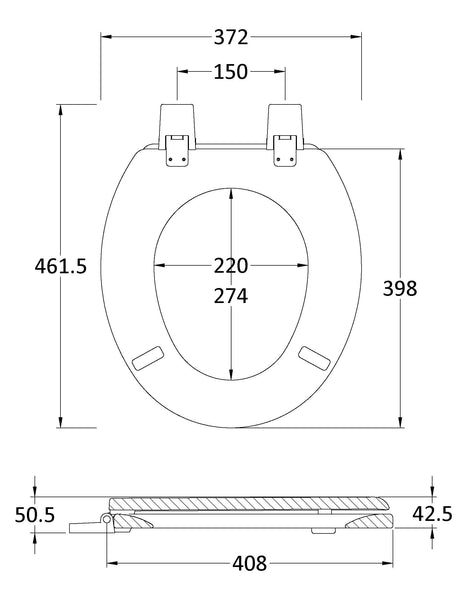 Hudson Reed Traditional Toilet Seat Plastic Hinges