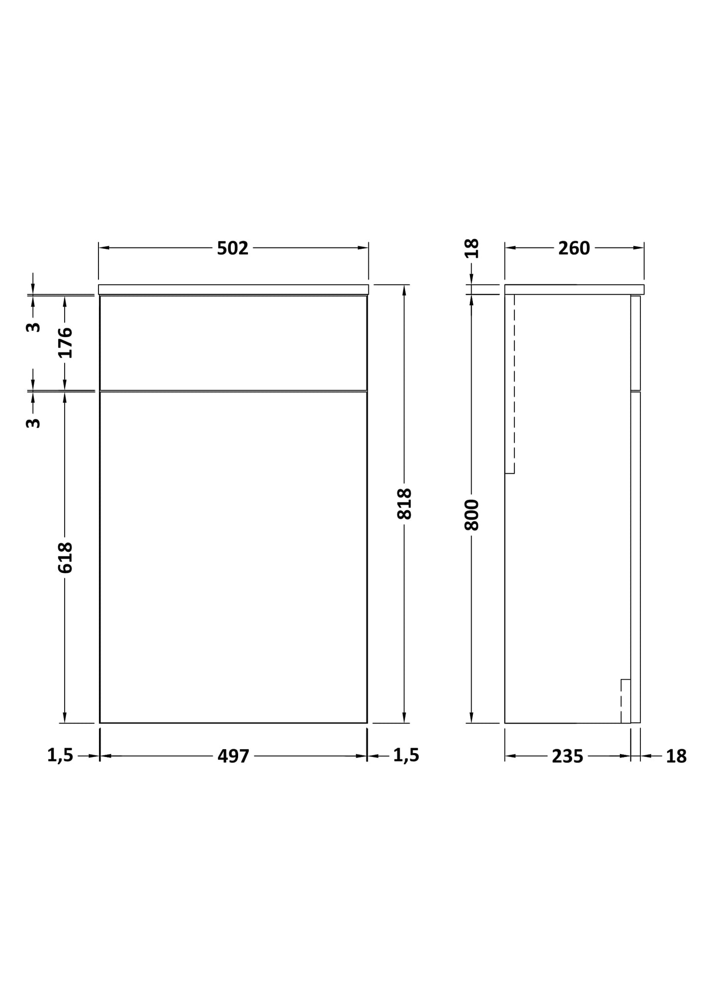 NUIE 500mm WC Unit
