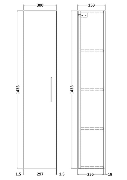NUIE 300mm Tall Unit (1 Door)