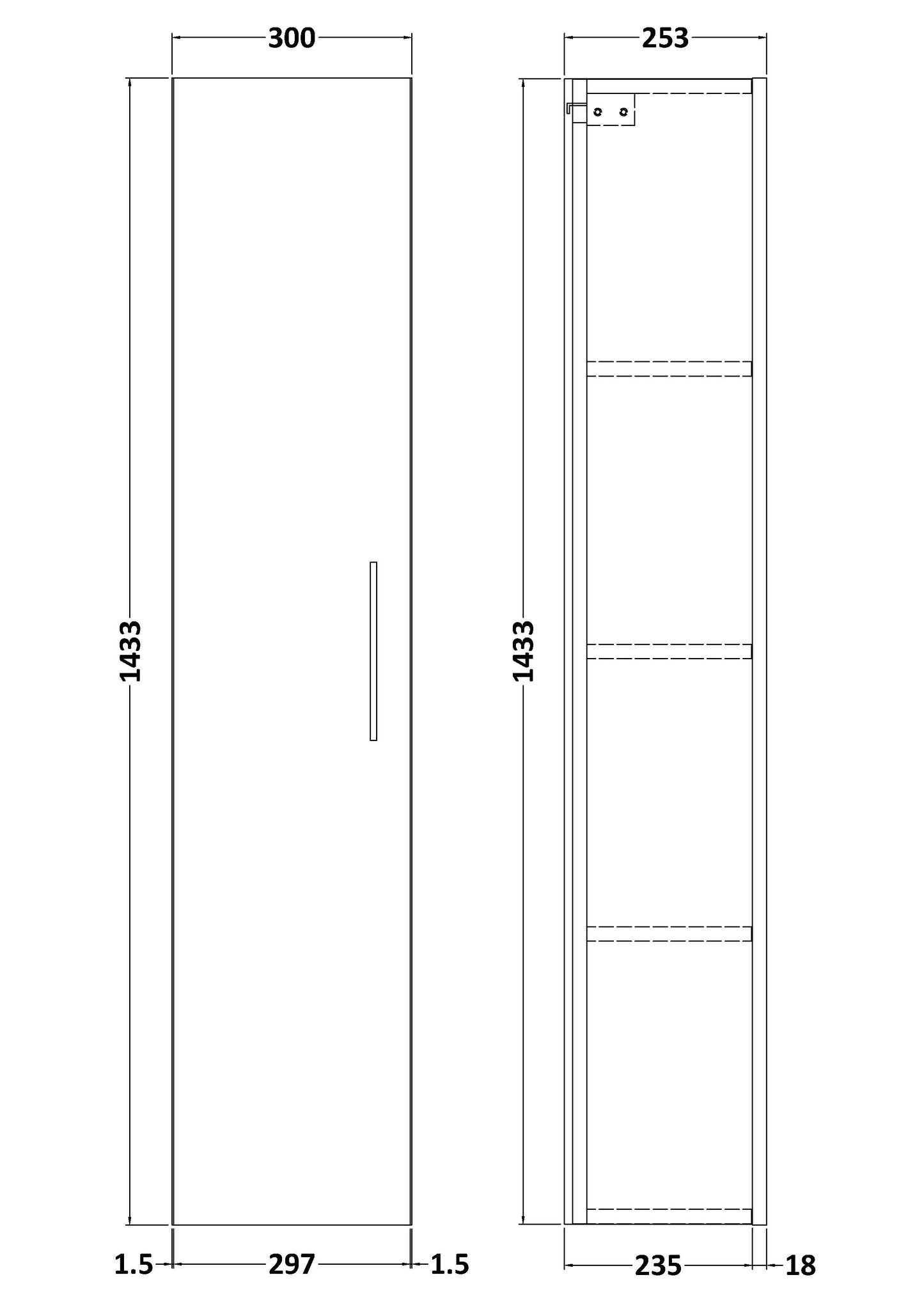 NUIE 300mm Tall Unit (1 Door)
