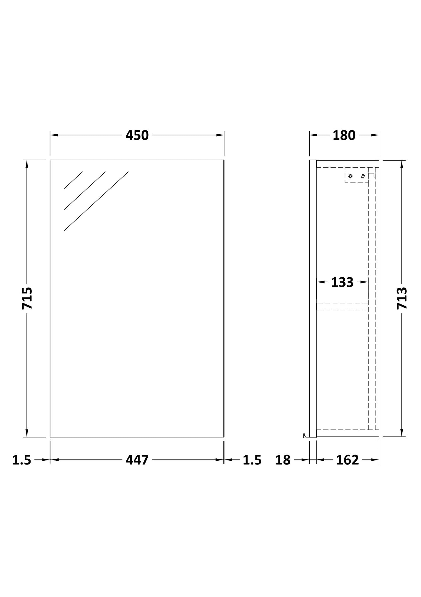 NUIE 450mm Mirror Cabinet