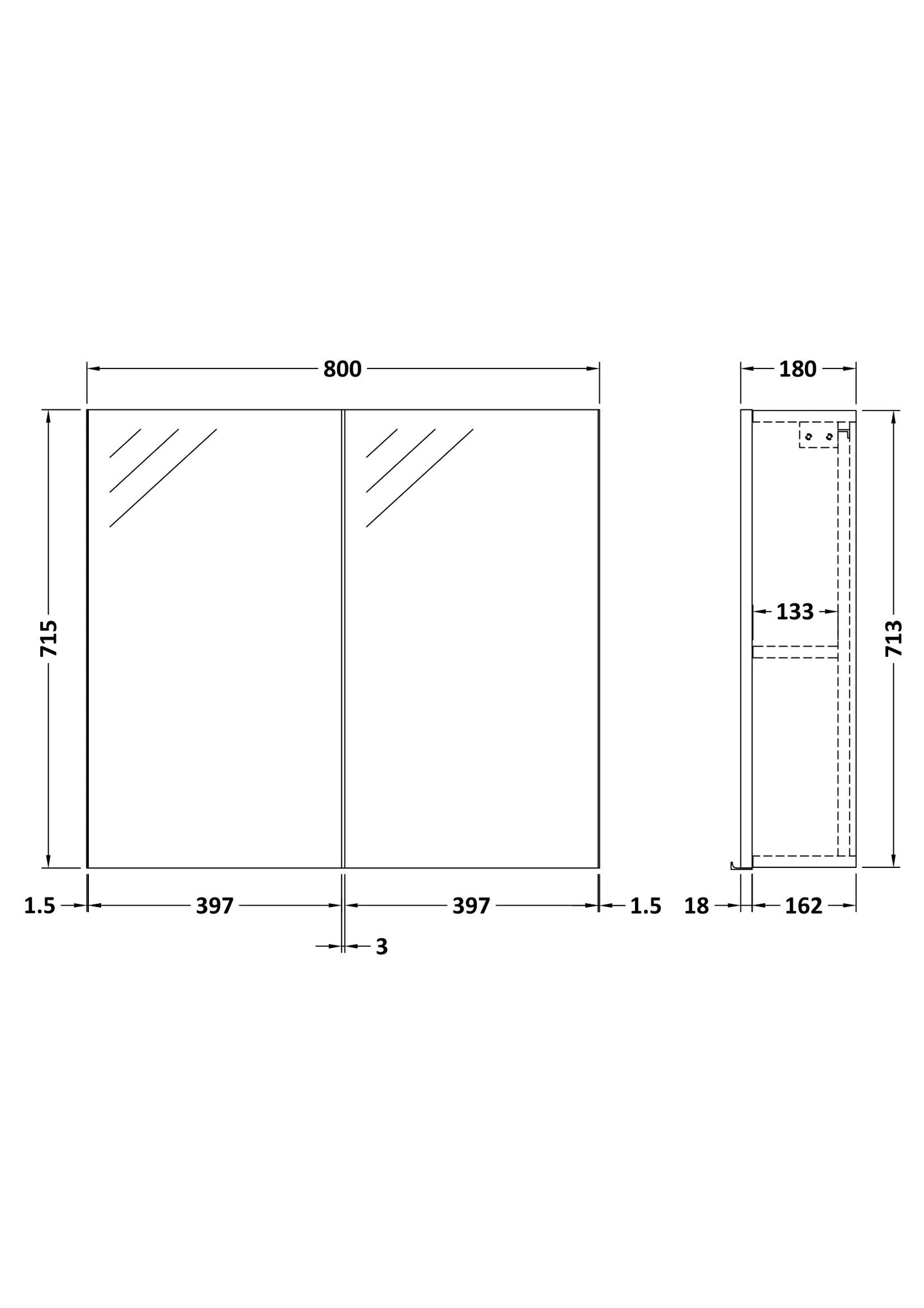 Hudson Reed 800mm Mirror Unit (50/50)