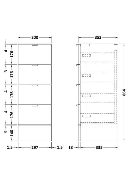 Hudson Reed 300mm Drawer Unit
